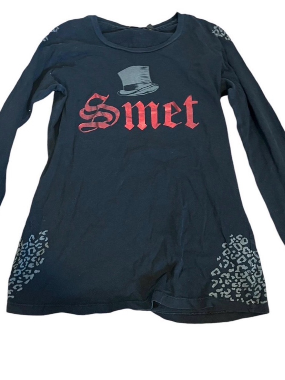 Women's Black Long Sleeve Graphic Tee with Red Logo